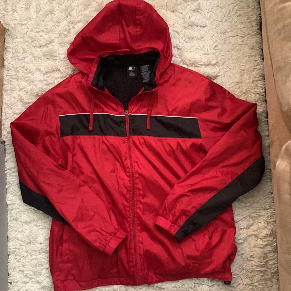 VINTAGE 90s Red Starter Windbreaker Jacket